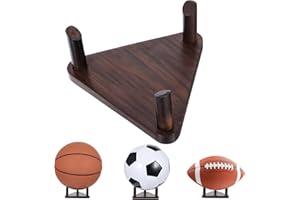 MBAIYO Ball Holder Display Stand for Basketball, Football Soccer Volleyball Bowling Ball Solid Walnut Display Stand for Autographed Memorabilia Trophy Home Decoratoin