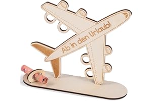 HOLDLEAF Flugzeug Geburtstag Geldgeschenk Holz,Originelle Geburtstag Holz,Geldgeschenk Sparbüchsen,Reisekasse Geschenke für Frauen, Männer
