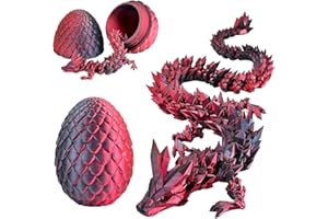 FVGYITG Laser Black 3D Dragon Egg Set,Articulated Dragon Crystal Ornaments, Desk Toys,PLA Hinged Toy,Flexible Joint Desk Toy, Home Office Decor (Laser Black)