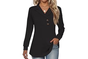 Tisfeer Sweatshirt Damen Pullover V-Ausschnitt Langarmshirt Elegant Business Lässig Tunika Tops Herbst Winter Einfarbig Oberteile