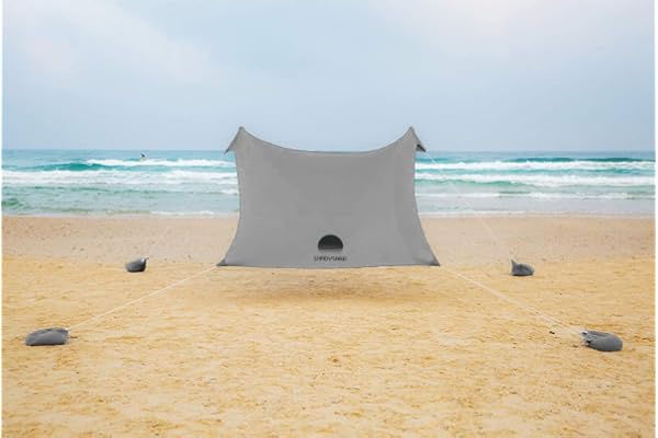 Grande Tente de Plage XXL Familiale Anti UV UPF 50+ - Abri Parasol Camping 5 Personnes, Installation 2min, Compact Voyage - 6 Couleurs - SHADYSAND