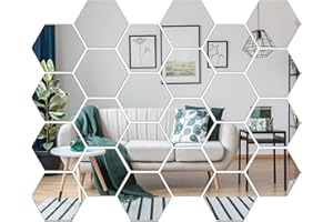 LXYANW 24 Pièces Miroir Mural, Miroirs Hexagonaux en Acrylique, Miroir Adhesif Mural, Miroir Decoration Murale pour Salon Chambre Bain (12.6 x 11 x 6.3 cm)