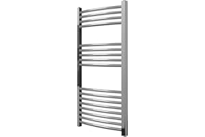 GREENED HOUSE Chrome Curved Heated Towel Rail 500mm wide x 1000mm high Central Heating Towel Radiator