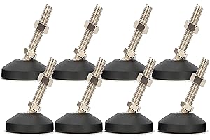 Drenky Vis de Réglage Meuble, Pied Réglable Hauteur en Acier Inoxydable à Toute épreuve M10 x 30mm Pied de Nivellement Antidérapant avec écrou en T, 8 pièces