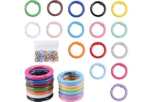 Sxutop 64 stycken karbinhaka färgglada, små, o-ring, rund, 24 mm nyckelring, fjäderdelade ringar, ryggsäck, hantverk (16'