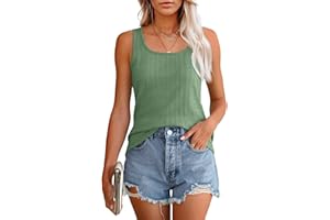 Sampeel Womens Vest Top Ladies Summer Tops U Neck Tank Vintage Knit Twist Sleeveless Clothes