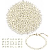 White Pearls, 1450 Pieces - 6mm Round Decorative Beads - Artificial Beads | Shiny Polished Beads for Bracelet Making Jewelry