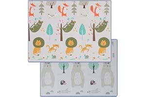 MARVELY STORE Tapis d’Éveil Bébé Pliable 200x150x1cm – Tapis de Jeu Épais Réversible et Antidérapant – Doux, Imperméable & Sûr – Stimule la Motricité et l’Éveil Sensoriel – Certifié CE Sans BPA