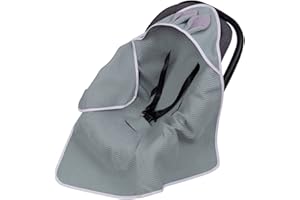 Infantilo Universal Baby Boy Girl Hooded Cosy Toes for Car Seat Blanket Wrap for Babies with Hood Baby with Holes for 3-Point Harness Straps Pushchair, Pram, footmuff (Summer Thin Light Green Grey)