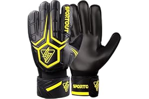 Sportout Torwarthandschuhe mit Fingersave, Fußballhandschuhe, Torwarthandschuhe Herren, 4mm Latex, für Kinder, Erwachsene und Jugendliche