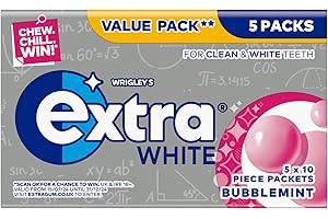 Wrigley's Extra White Bubblemint, 5 x 10 Pieces