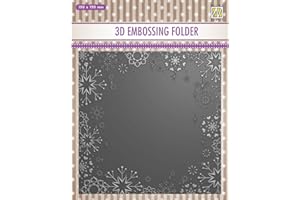 Nellie's Choice EF3D015 3D Prägeschablonen Schneeflockenrahmen-15 x 15 cm-Bastelbedarf für Grüßkarten-Bastelzubehör für DIY, Karten Basteln, Journaling und Scrapbooking, Mehrere Farben, 150x150mm