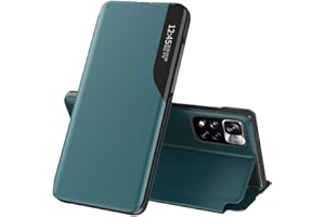 JEELAR NEINEI Funda para Xiaomi Redmi Note 11 Pro 4G/5G,Smart View PU Cuero Carcasa con Clear Ventana,Despertar Inteligente,Soporte Plegable,Moda Espejo Estuche Movil Case Cover,Verde