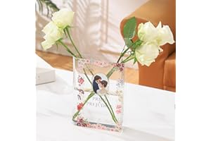 PORPAN Acrylic Book Shaped Vase for Flowers - Clear Small Vase for Home/Living Room/Bookshelf/Bedroom/Office Decor Aesthetic - Book Lovers Gifts(Pride)