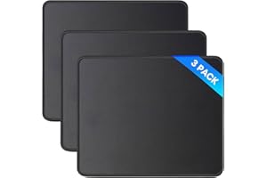 JIKIOU Mauspad, 3er-Pack, Mauspad mit genähtem Rand, rutschfeste Gummiunterseite, waschbar, mit Lycra-Tuch für Gaming, Zuhause und Büro, Schwarz