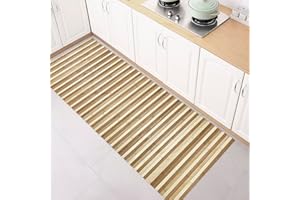 SaRani Tappeto Runner in Bambù a Listelli, Fondo Antiscivolo Gommato (Degradè Beige, 400x50 cm)