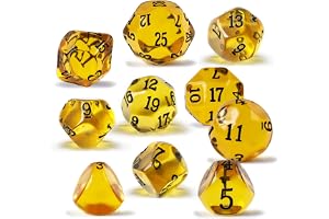 Set med 10 ojämna numrerade polyedriska tärningar D3-D25, ojämna siffror D3, D5, D7, D9, D11, D13, D15, D17, D19, D25, för ro