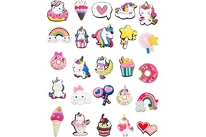 TOZBLEU Decoración de zapatos,Pack 25 Adornos para Zapatos, Serie unicornio Pins para Crocs, Decoración para zapatos Zuecos, Pins Decorativos, para Regalos de Niños Fiesta Cumpleaños