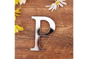 Freeas DIY Alphabet Letters,3D Acrylic Mirror Wall Stickers 26 Letters Heart & Shape Arbitrary Collocation Room Nursery Hanging Decor for Home Office Wedding Party (P)