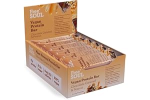 Vegan Protein Bars 12 x 50g | Plant Based Chocolate Protein Bars | Delicious Dairy Free, Low Sugar, Low Carb Bars | Sucralose Free, Gluten Free | 15g of Protein per Bar | Free Soul