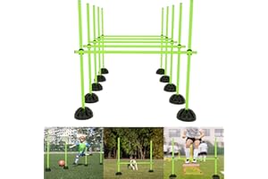 YRHome Kit de barres de saut multi-barres d'entraînement pour entraînement conditionnel d'agilité rebondissement, football pour enfants avec barres de 15 x 100 cm, 10 pieds en X, 10 clips verts
