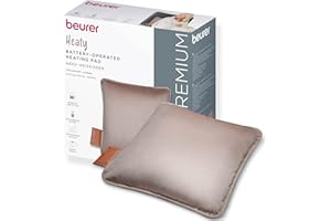 ‎BEURER Beurer Heaty Heizkissen, kabelloses Heizkissen mit Akku, Wärmekissen mit Abschaltautomatik und 3 Temperaturstufen, mit Schnellheizung, weicher Samtstoff, smokey-taupe