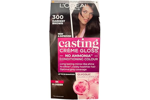 L'Oréal Paris Coloration sans ammoniaque et sans silicone - N°300 - Coloration intense avec baume réfléchissant brillant - Crème Gloss - Couleur pour cheveux - N°300 - Marron foncé (marron)