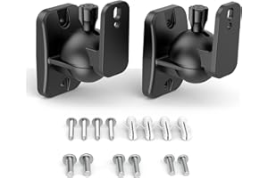 HomeMount Lautsprecher-Wandhalterungen - Verstellbare Surround-Sound-Wandmontage-Set für Regallautsprecher, Wandhalterung mit Schrauben, Lautsprecherhalterung bis 3,6 kg, 2 Stück, Schwarz