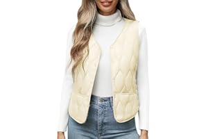 Yuson Girl Gilet for Women UK Sleeveless Short Fleece Jacket Autumn Winter Warm Quilted Gilet Casual V-Neck Ladies Gilets Bodywarmer Lightweight Soft Vest Transition Jacket Waistcoat