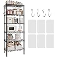 Solerconm Shelving Unit, 6-Tier Adjustable Storage Shelf Heavy-Duty Metal Rack Wire Shelves Standing Shelf Unit for Laundry, Bathroom, Kitchen, Pantry Closet Organizer (Black, 60 x 35.5 x 180 CM)