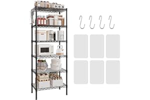 Uptyia Estantería Metálica 6 Niveles, Estante de Almacenaje Comercial de 59CM×35CM×180CM, Estante Ajustable de Acero Resistente para Restaurante Garaje Despensa Cocina, Negro