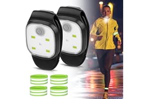 GAOUTO 2 pezzi LED clip lampade: luce da corsa clip notte con 2 pezzi cinturino LED, USB ricaricabile 4 modalità di illuminazione, clip luce a scatto impermeabile, luce di sicurezza per corsa, jogging,