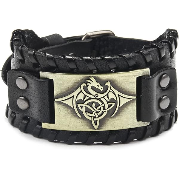 Viking 2 Pièces Bracelet Rune Boussole Marron et Tête de Loup Noir - en Cuir Tressé Fait à la Main - Noeud Celtique Nordique Vintage pour Femmes et Hommes
