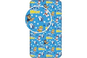 JERRY FABRICS Paw Patrol Chase Marshall Just Yelp for Help Bettlaken, Spannbettuch 90 x 200 + 25 cm, 100% Baumwolle