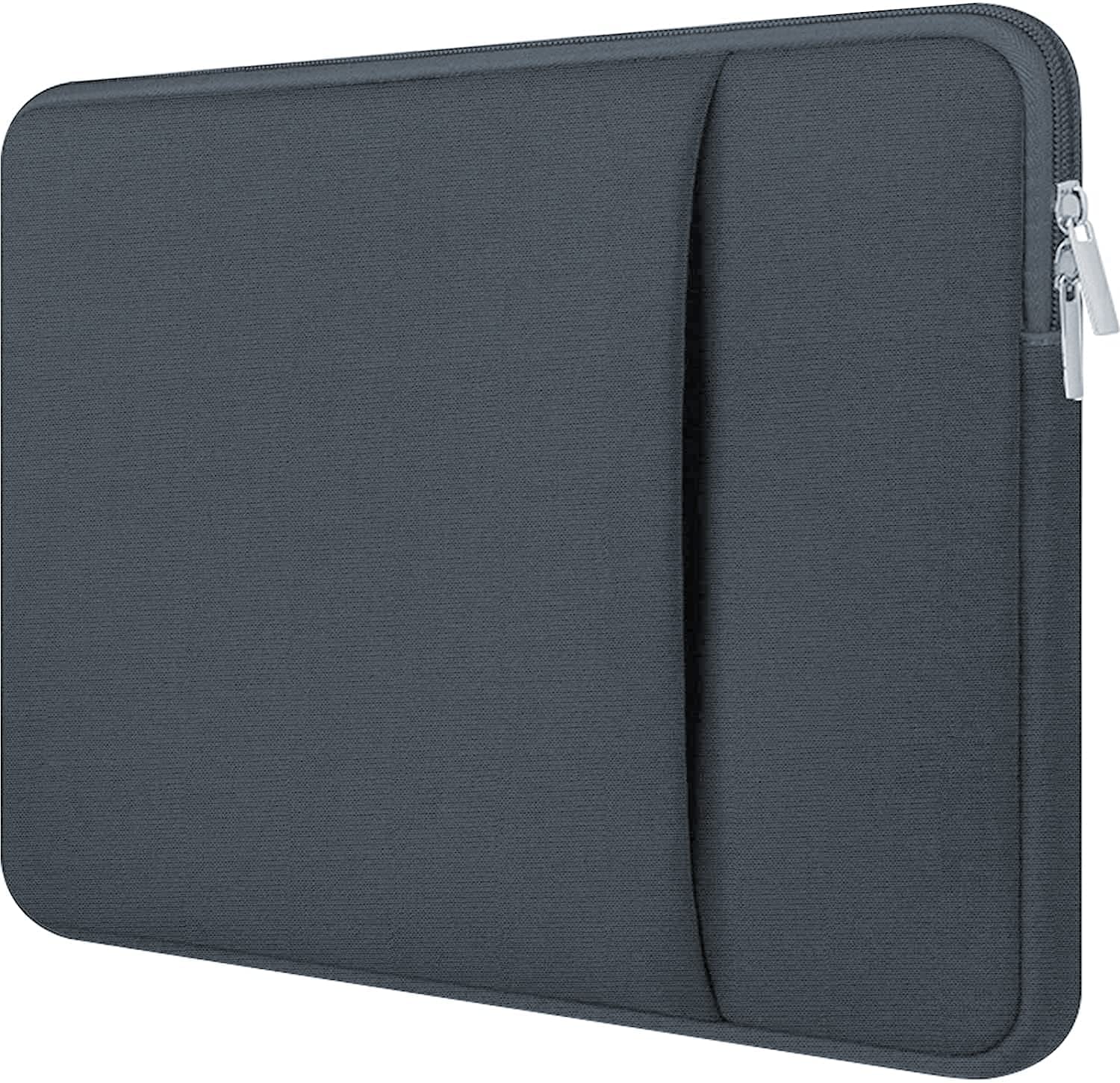 Dyazo Laptop Sleeve 15.6 inch Case, Water Repellent Polyester Neoprene Case with Accessory Pocket Compitable for MacBook, Dell, Lenovo & Other laptops, Notebooks Grey, (OnePOCKET 15.6 Grey)