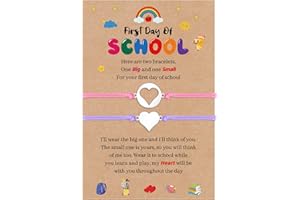 VU100 Back to School Gifts Mother Daughter/Son Bracelets Gifts Heart/Dinosaur Bracelets First Day of School Gifts Separation Anxiety Gift for Girls Boys Granddaughter Grandson