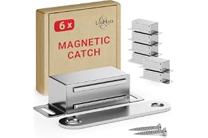 LouMaxx magnetlås stark - hållkraft 6 kg - 6-pack i rostfritt stål