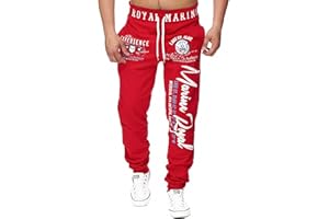 L.gonline Jogginghose Herren Lang | Jungen Baumwolle Sporthose gemütlich | Freizeithose Männer | innen Vlies Soft | Jogger Training | Trainingshose | Marine Royal