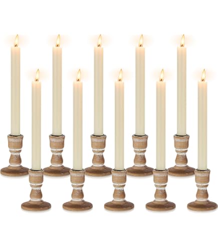 Kerzenhalter Aus Holz Set – 3 Stück (25,4 Cm, 30,5 Cm, 35,6 Cm) – Gedrehte Säulen Im Landhausstil, Naturfarben – Für Hochzeit, Party & Zuhause