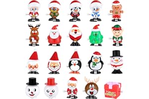 GREHGE ELECLAND Lot de 20 jouets de Noël à remonter avec renne, bonhomme de neige, pingouin, cadeau de Père Noël secret pour fête de Noël