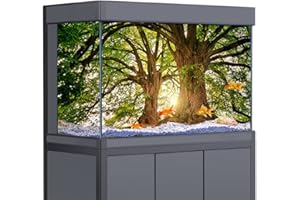 SB LITTLE Fond d'aquarium 3D racines d'arbre forestier nature tropicale papier peint imprimé hd aquarium habitat reptiles arrière-plan décoration PVC paysage affiche autocollant (15,7 x 31,4 (40 x 80 cm)