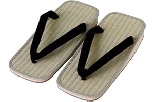 Asayu Japan Sandales Traditionnelles Japonaises en Igusa, Fabriquées au Japon, Tatami Zori, Absorbantes et Résistantes aux Odeurs - Lanière Noire, Taille Homme EU 40 à 43.