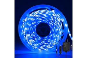 ShineBurky Striscia LED 5 Metri 12V Blu, Luci LED Striscia Luminoso IP65 Impermeabile 300LEDs Strisce LED Flessibili per Interno Esterno Cucina Hotel Natale Decorazione (con Alimentatore)