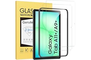 Gerutek [2 Piezas Protector Pantalla para Samsung Galaxy Tab A11+ Plus/A9+ Plus 11 Pulgadas (2025/2023), con Marco de Instalación Fácil, Dureza 9H, Antiarañazos, Sin burbujas, HD Transparente