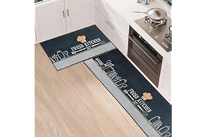 7VSTOHS 2 Pieces Non Slip Kitchen Mat Kitchen Rug Set, Washable Hallway Runner Set, Dining Room, Entryway and Door Mat Set, 43x75 + 43x120 cm