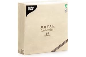 Papstar Servietten, Tissueservietten champagner Royal Collection 1/4-Falz, Größe 40 x 40 cm, 1 X 50er Pack, champagner / creme