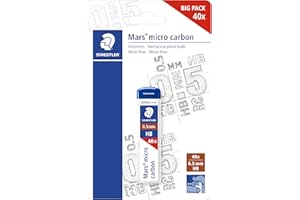 Staedtler Mars - Set di Mine 0.5, Mina HB Resistente alla Rottura Flessibile e Facile da Cancellare, Ricariche Adatte a Tutti i Tipi di Portamine, Mine per Cancelleria Scuola Università Ufficio, 40 Pz