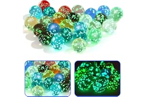 Tadpolez Pack of 40 Glass Marbles for Children, Colourful Glass Marbles in the Dark Glow, for Marble Track Game, Marble Track Accessories, DIY and Home Decoration