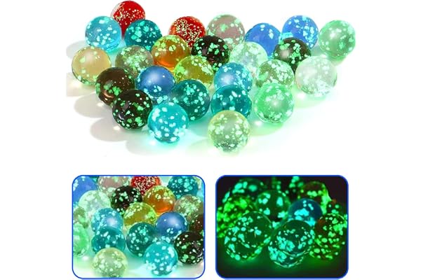 Tadpolez Lot de 40 Billes Enfant, Billes en Verre de Couleur,Bille Phosphorescentes,pour Jeux de Course à Pied,Projets de Bricolage ou Décoration de la Maison