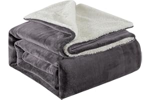 Lifewit Coperta in Sherpa Coperta Reversibile Morbida per Divano Letto, Coperta Decorativa in Pile Lanuginosa Spessa per Viaggi e Campeggio all'aperto, Grigio, 150x200 cm